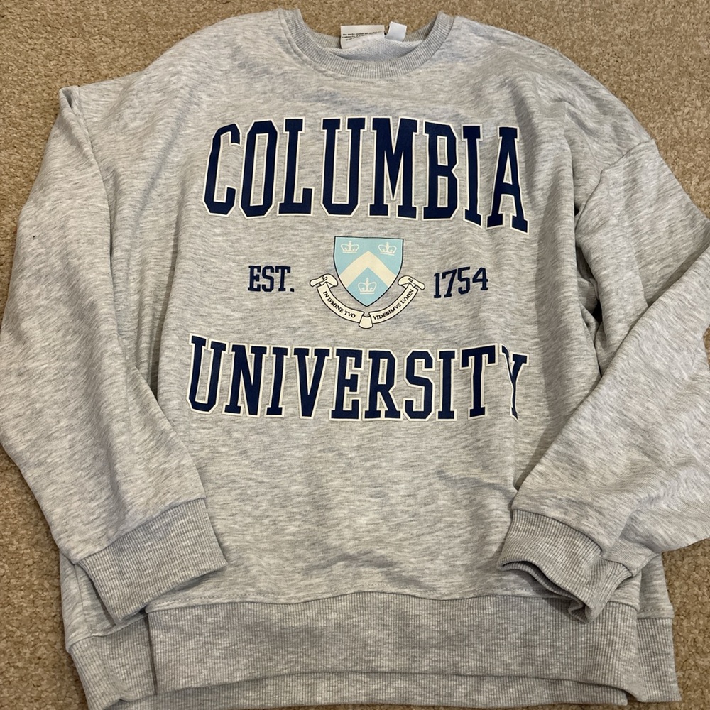Medium gray Columbia University crewneck, like new